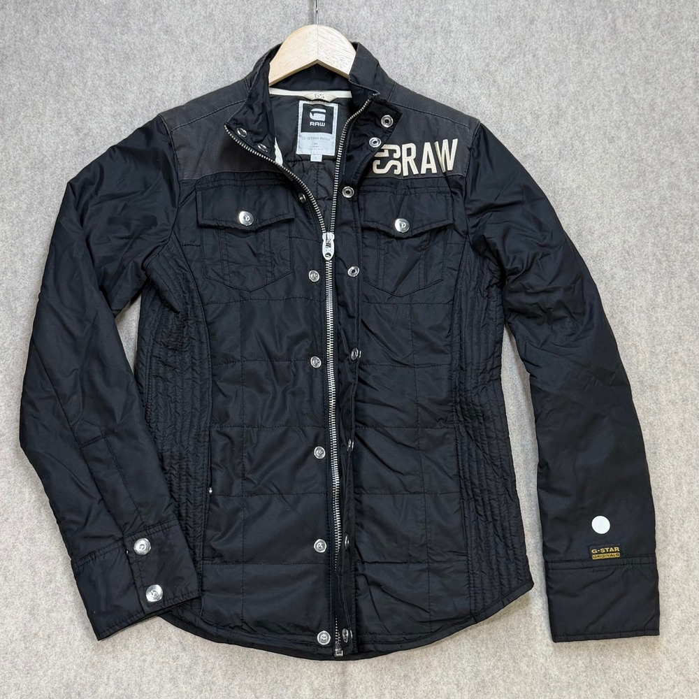 G-Star Raw Hawkeye Quilted Overshift Jacket Black Mens Sz S Slim Fit Streetwear
